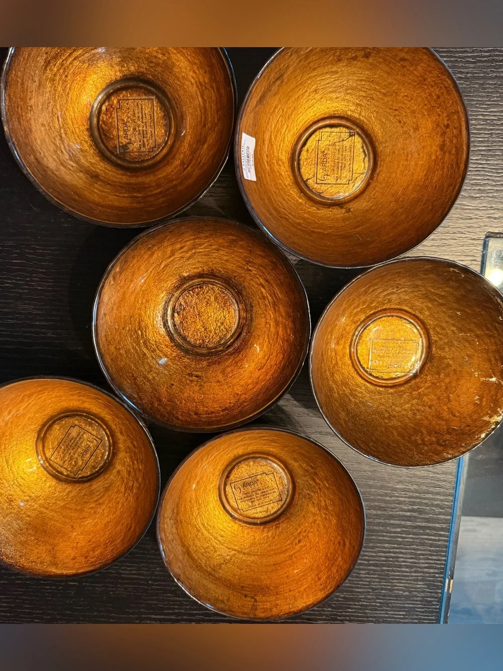 Dark gold/Amber Glass Bowl - Home Art Accent